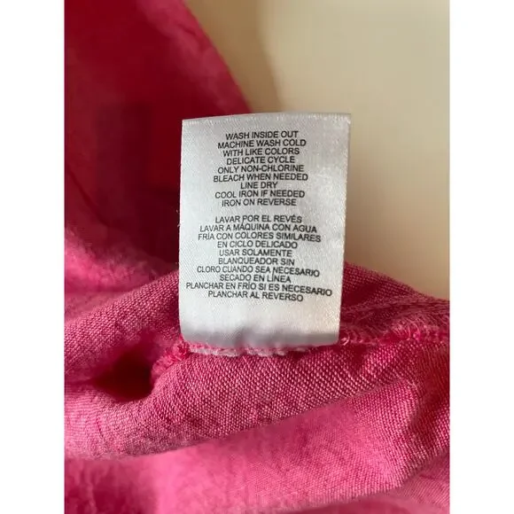 Lands’ End Tunic Top Sz XL Linen Blend Pockets Pink V-Neck Lagenlook Casual - Picture 9 of 12